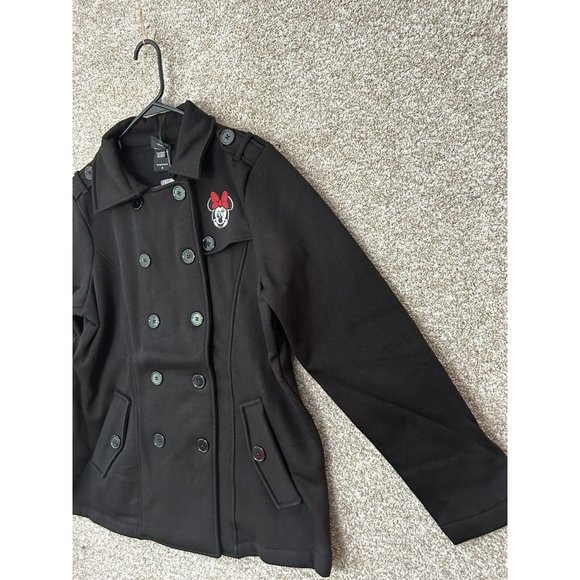 Torrid Disney Minnie Mouse Black Fleece Button Up PeaCoat Jacket Size 1XL - Picture 2 of 7